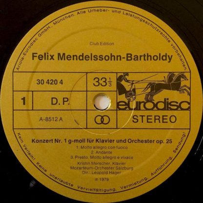 Eurodisc 30 420 4 - Klavierkonzerte Nr. 1 G-moll Op. 25 & Nr. 2 - Image 3