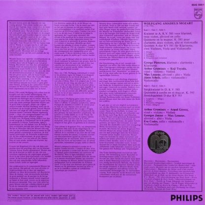 Philips 6542 506 - Clarinet Quintet, K. 581 / String Quintet in - Image 2