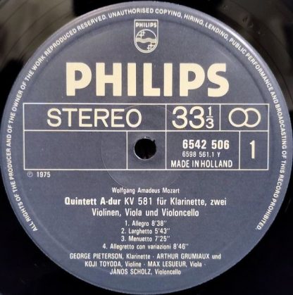 Philips 6542 506 - Clarinet Quintet, K. 581 / String Quintet in - Image 3