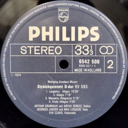Philips 6542 506 - Clarinet Quintet, K. 581 / String Quintet in - Image 4