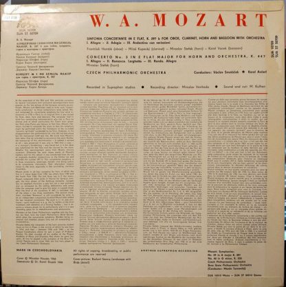 Supraphon SUA ST 50709 - Concertante Symphony KV 297b / French H - Image 2