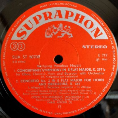 Supraphon SUA ST 50709 - Concertante Symphony KV 297b / French H - Image 4