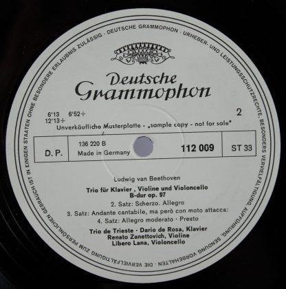 Deutsche Grammophon 112 009 - Trio Für Klavier, Violine, Violonc