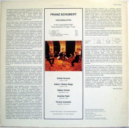 Hungaroton SLPD 12474 - Pisztráng-ötös (Piano Quintet In A Major - Image 2