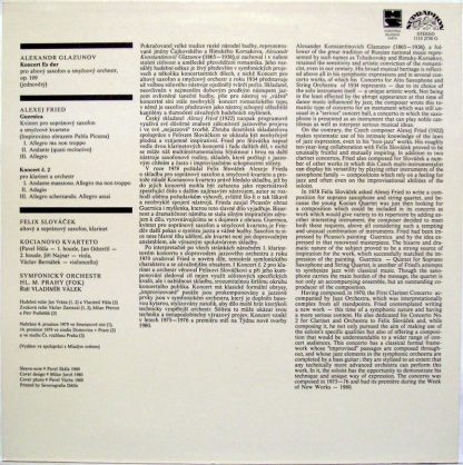 Supraphon 1110 2750 - Glazunov, Koncert Pro Saxofon; Fried, Konc - Image 2