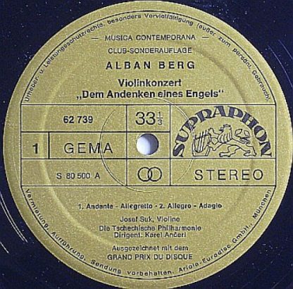 Supraphon 62739 - Violinkonzert "Dem Andenken Eines Engels" - Ka - Image 3