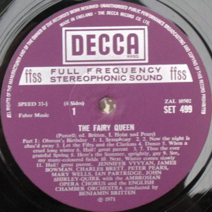 DECCA SET 499-500 - The Fairy Queen - Image 3