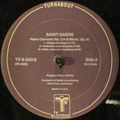 Turnabout TV-S 34578 - Saint-Saëns Piano Concerto No. 4,  Violin - Image 4