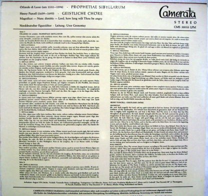 Camerata (2) CMS 30053 LPM - Orlando Di Lasso "Prophetiae Sibyll - Image 2