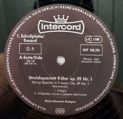 Intercord INT 185.751 - Die Mittleren Streichquartette Op. 59 Nr - Image 4