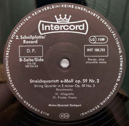 Intercord INT 185.751 - Die Mittleren Streichquartette Op. 59 Nr - Image 7