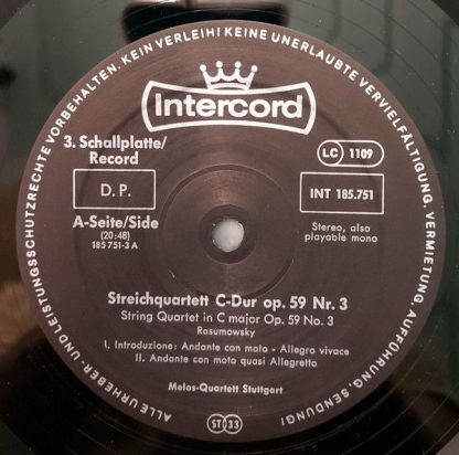 Intercord INT 185.751 - Die Mittleren Streichquartette Op. 59 Nr - Image 8