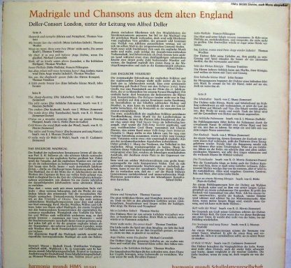 Harmonia Mundi HMS 30 593 - Madrigals & English Songs - Image 2