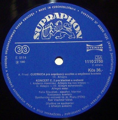 Supraphon 1110 2750 - Glazunov, Koncert Pro Saxofon; Fried, Konc - Image 3