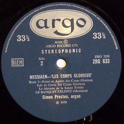 Argo ZRG 633 - Les Corps Glorieux / Le Banquet Celeste - Image 3