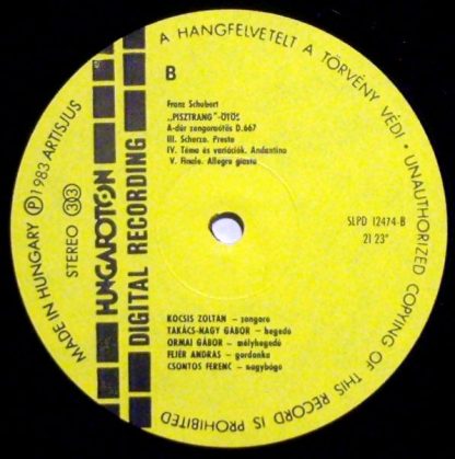 Hungaroton SLPD 12474 - Pisztráng-ötös (Piano Quintet In A Major - Image 4