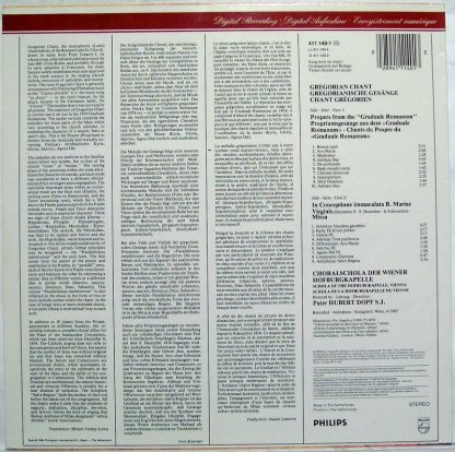 Philips 411140 - Gregorian Chant - Image 2
