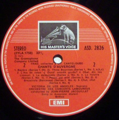 His Master's Voice ASD 2826 - Songs Of The Auvergne / Poème De L - Image 3