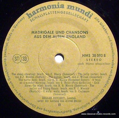 Harmonia Mundi HMS 30 593 - Madrigals & English Songs - Image 3