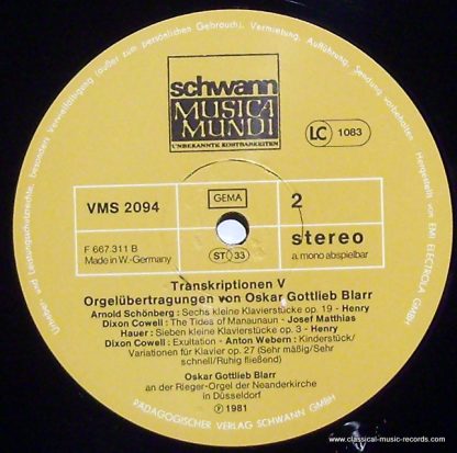 Schwann Musica Mundi VMS 2094 E - Transkriptionen V - Image 3
