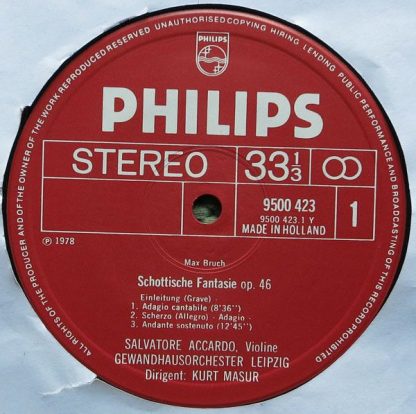 Philips 9500 423 - Max Bruch, Salvatore Accardo, Gewandhausorche - Image 3