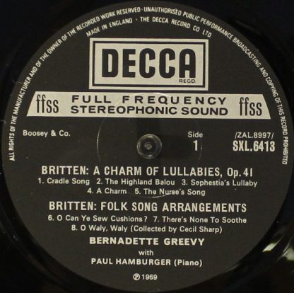 DECCA SXL 6413 - A Charm Of Lullabies Op.41 & Folk Songs - Image 5