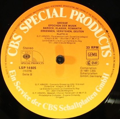 CBS Special Products LSP 14605 - Große Epochen Der Musik / Baroc - Image 7