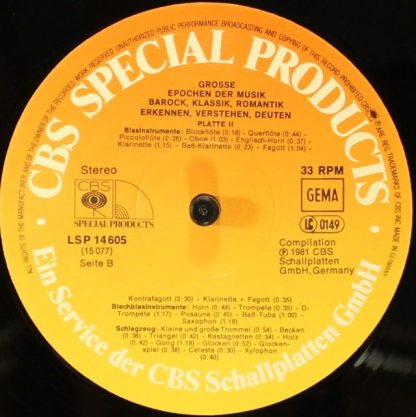 CBS Special Products LSP 14605 - Große Epochen Der Musik / Baroc - Image 9