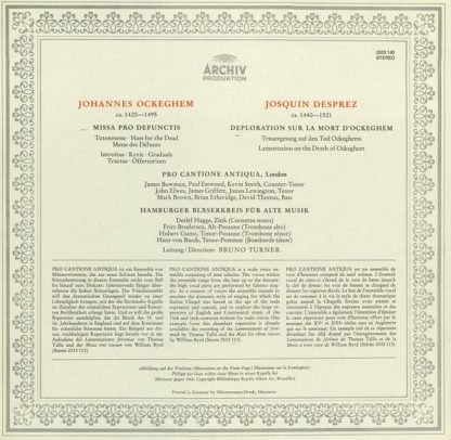 Archiv Produktion 2533 145 - Missa Pro Defunctis / Déploration S - Image 2