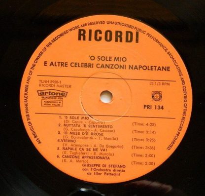 Ricordi PRI 134 - 'O Sole Mio E Altre Celebri Canzoni Napoletane - Image 2
