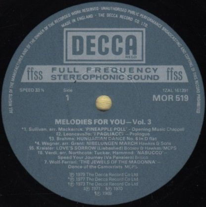DECCA MOR 519 - Melodies For You Vol.3 - Image 3