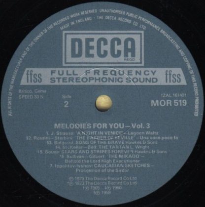DECCA MOR 519 - Melodies For You Vol.3 - Image 4