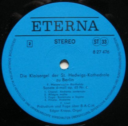 Eterna 8 27 476 - Edgar Krapp Spielt Werke Von Bach, Mendelssohn - Image 4