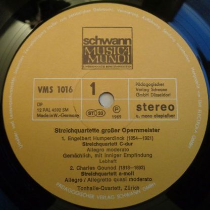 Schwann Musica Mundi VMS 1016 - Streichquartette Großer Opernmei - Image 3
