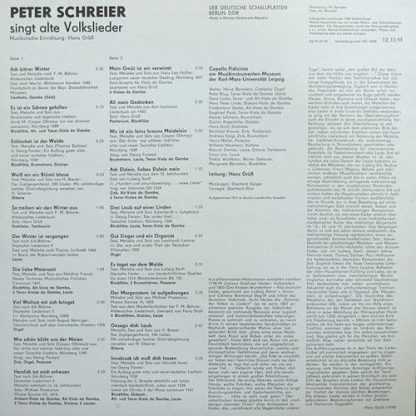 Eterna 8 35 066 - Peter Schreier Singt Alte Volkslieder - Image 2