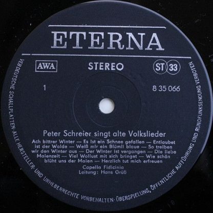 Eterna 8 35 066 - Peter Schreier Singt Alte Volkslieder - Image 3