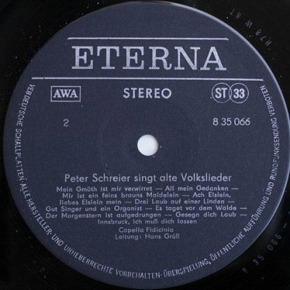 Eterna 8 35 066 - Peter Schreier Singt Alte Volkslieder - Image 4