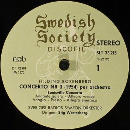 Swedish Society Discofil SLT 33215 - Concerto Nr 3, "Louisville - Image 3