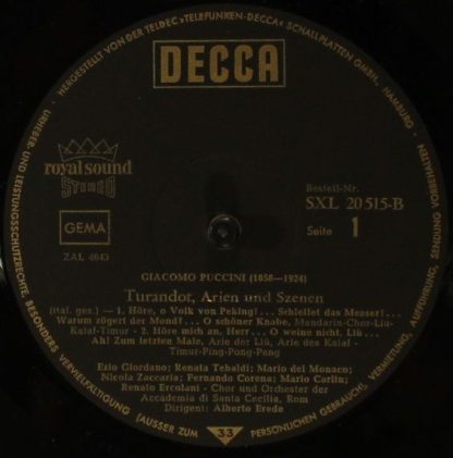 DECCA SXL 20515-B - Arien Und Szenen Aus Turandot - Image 3