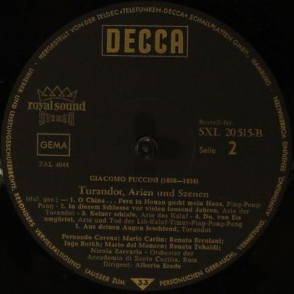 DECCA SXL 20515-B - Arien Und Szenen Aus Turandot - Image 4