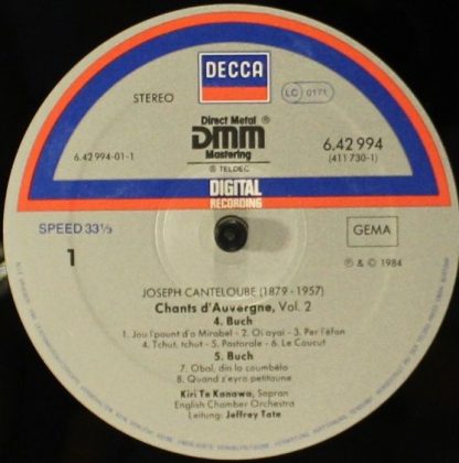 DECCA 6.4294 AZ - Chants D'Auvergne (Vol. 2) / Bachianas Brasile - Image 3