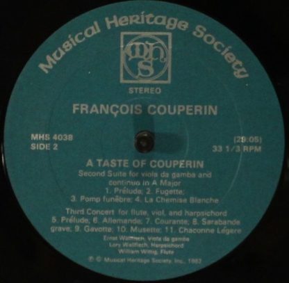 Musical Heritage Society, Inc. MHS 4038 - A Taste Of Couperin - Image 4