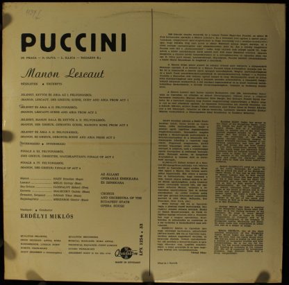 Qualiton LPX 1254 - Manon Lescaut - Részletek / Excerpts - Image 2