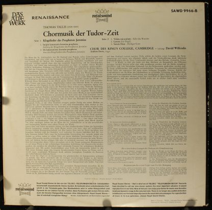 DECCA SAWD 9966-B - Chormusik Der Tudorzeit - Image 2