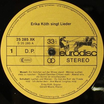 Eurodisc 25 287 XBK - Erika Köth Singt Lieder Von Mozart, Schube - Image 5