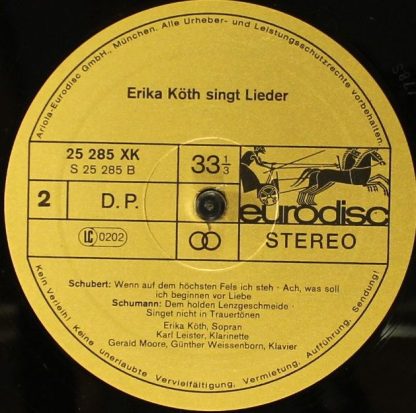 Eurodisc 25 287 XBK - Erika Köth Singt Lieder Von Mozart, Schube - Image 6