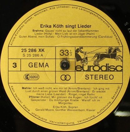 Eurodisc 25 287 XBK - Erika Köth Singt Lieder Von Mozart, Schube - Image 7