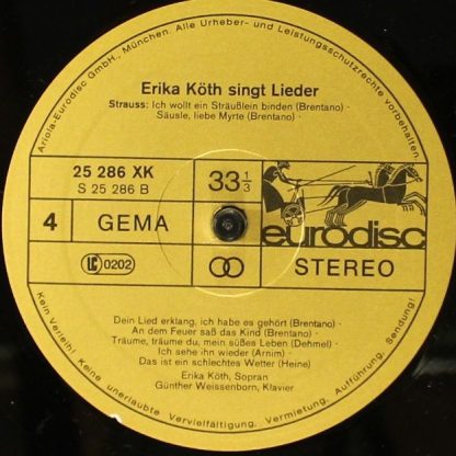 Eurodisc 25 287 XBK - Erika Köth Singt Lieder Von Mozart, Schube - Image 8
