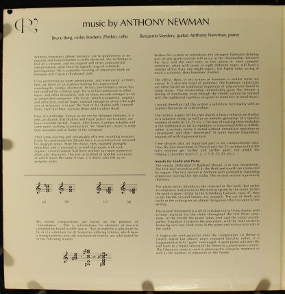 Cambridge Records CRS B 2833 - Music By Anthony Newman - Image 3