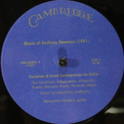 Cambridge Records CRS B 2833 - Music By Anthony Newman - Image 7